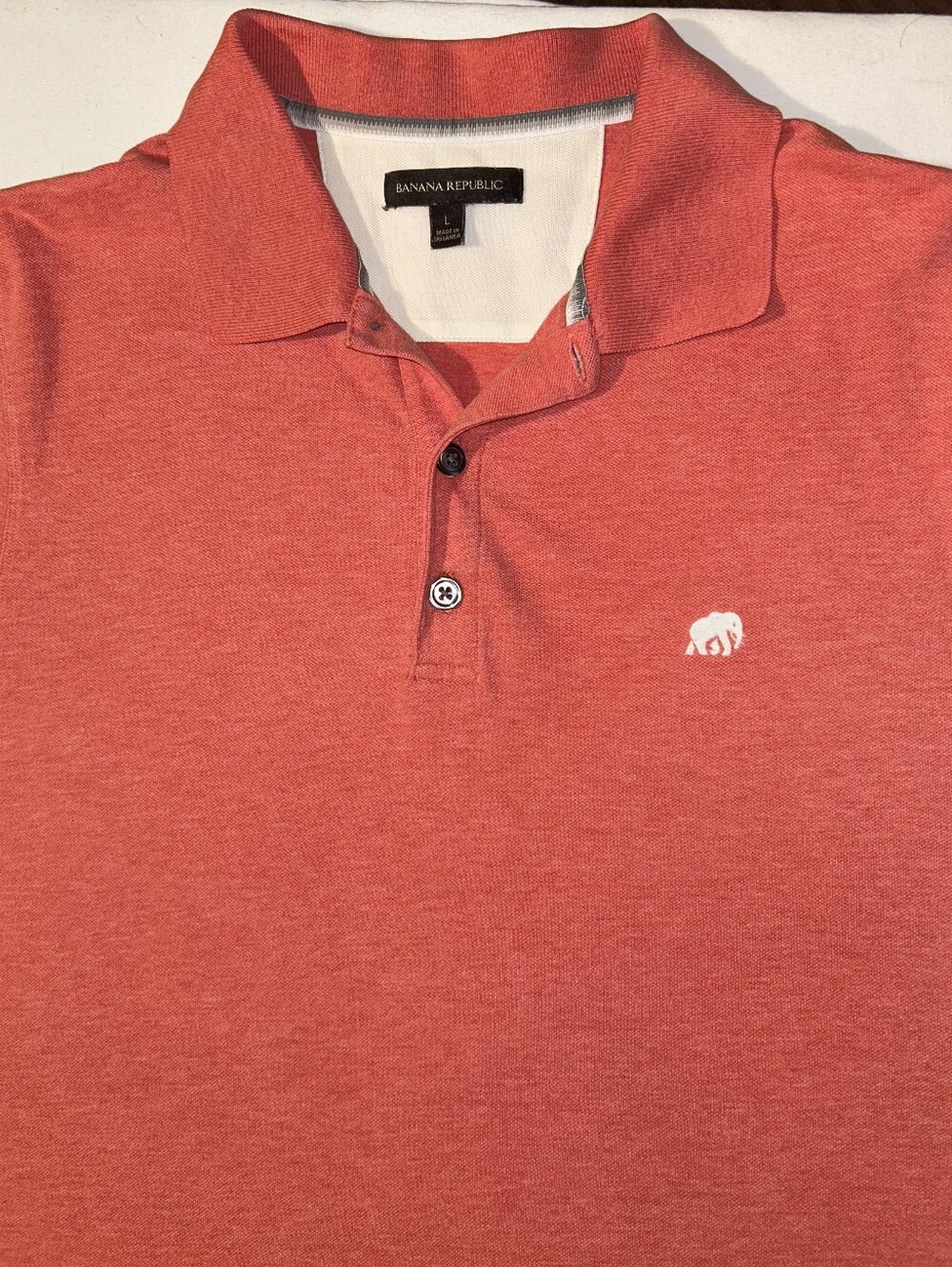 Banana Republic Men’s Red/Orange Polo with Elephant Logo Size L